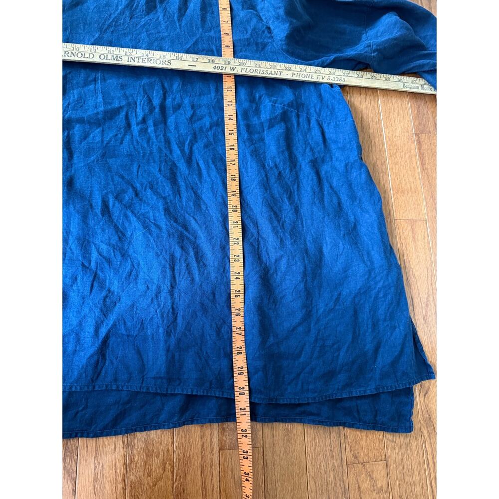 J. Jill Love Linen | Dark Blue Frayed Hem Bohemian Summer Flowy Top Size 3X - Picture 9 of 10
